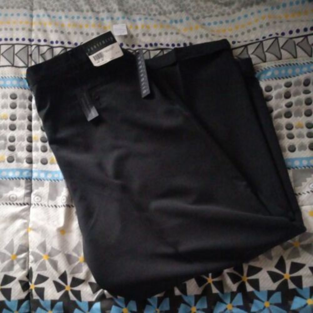 Perry Ellis Portfolio Men's Regular Fit Dress Pants 40x30 Black Slacks New Tags